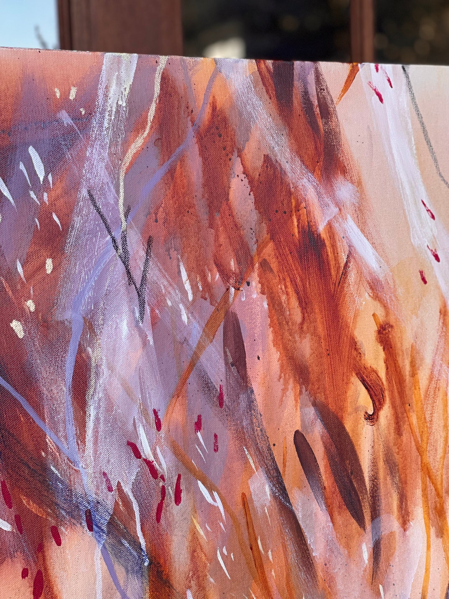 The pigeon kept me company - acrylic artwork on canvas, 122x152cm