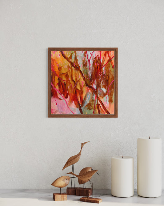 Leaf change - acrylic artwork on canvas, 20x20cm