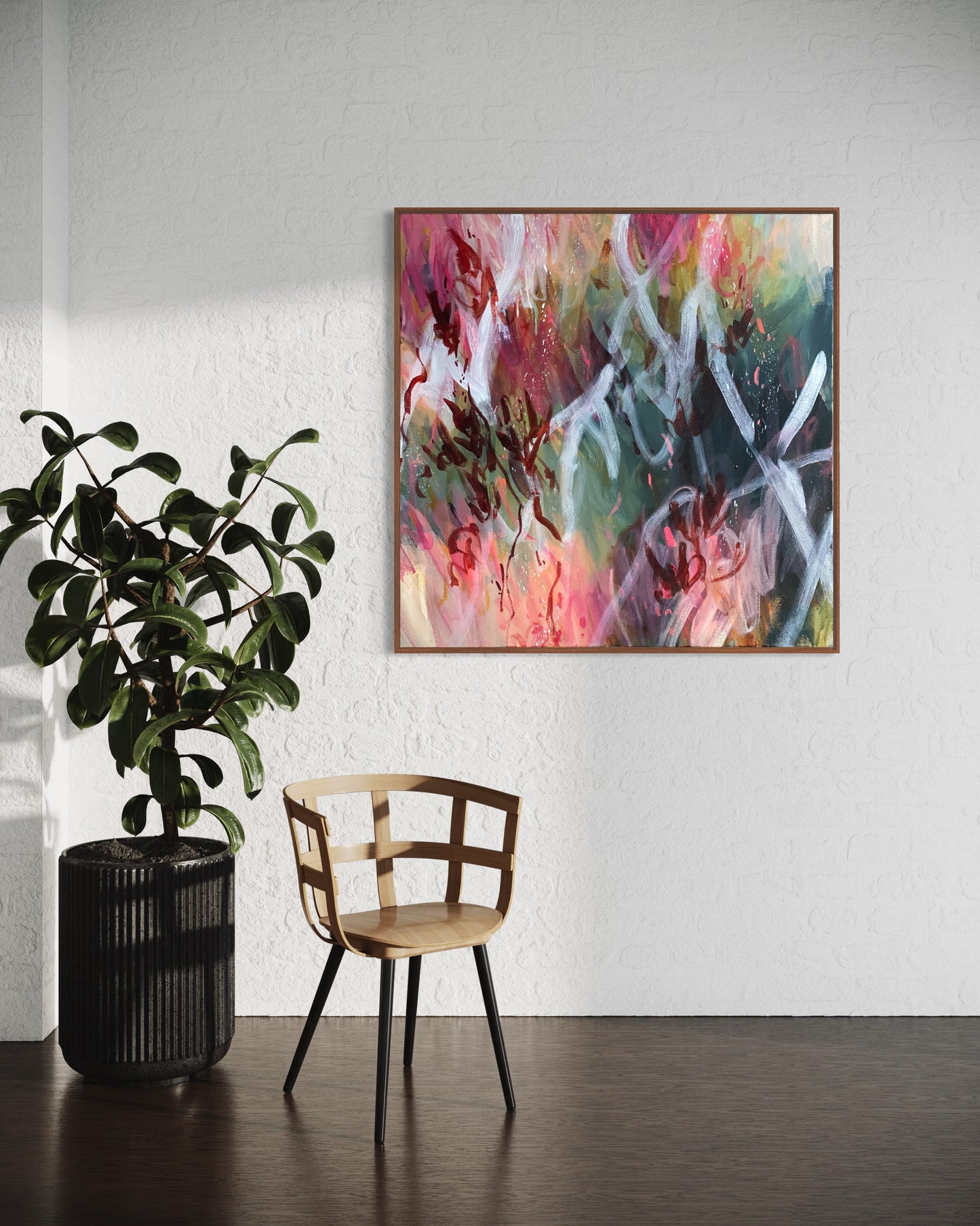 Winter washed bark- acrylic artwork on canvas, 76x76cm