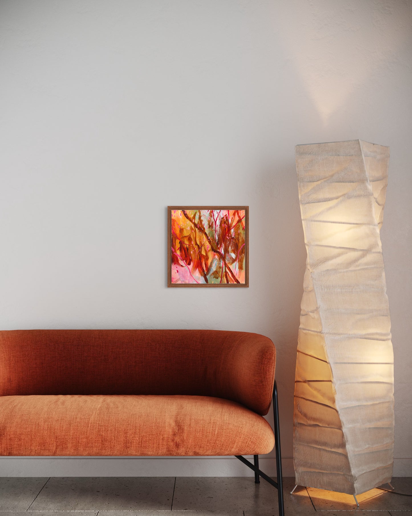 Leaf change - acrylic artwork on canvas, 20x20cm