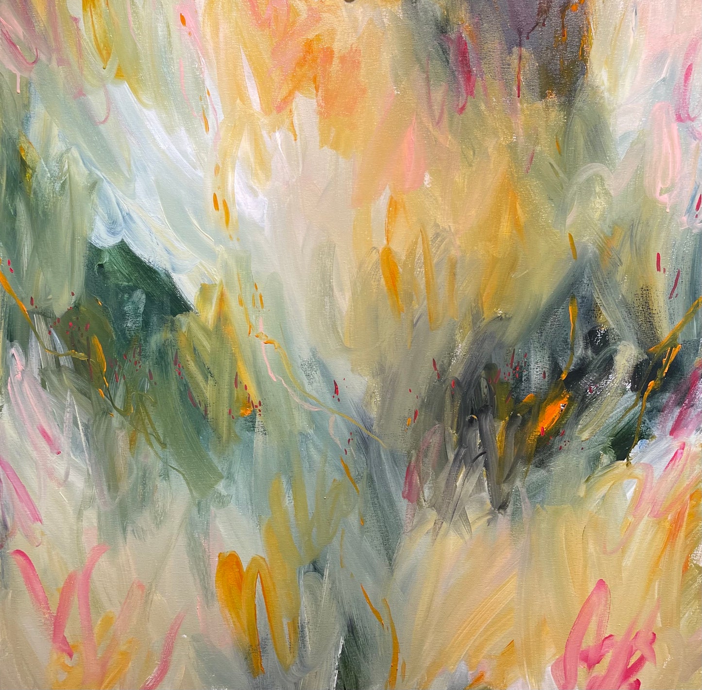 Already hot at dawn - acrylic artwork on canvas, 76x76cm