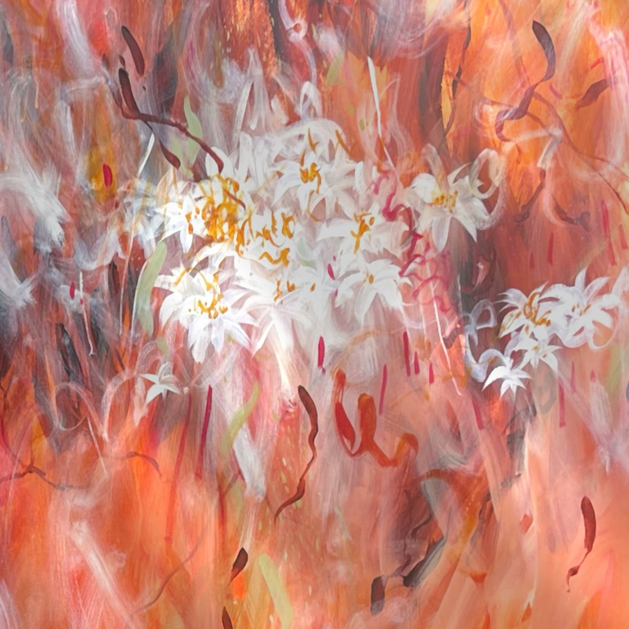 The low lying smoke - acrylic artwork on canvas, 120x100cm