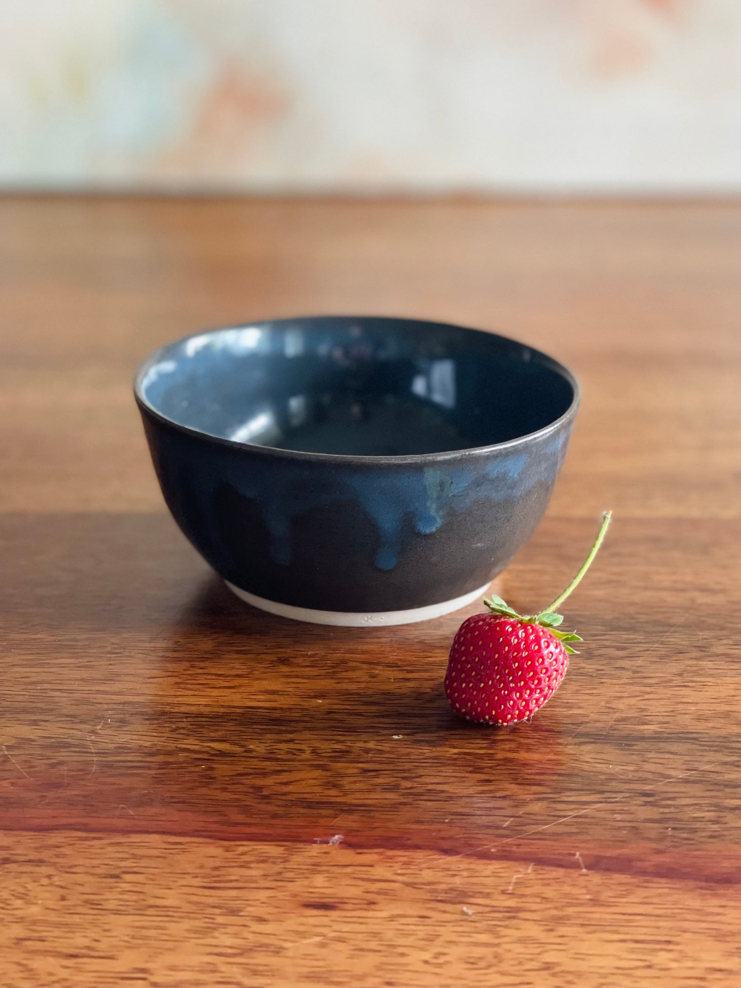 Small drippy blue bowl