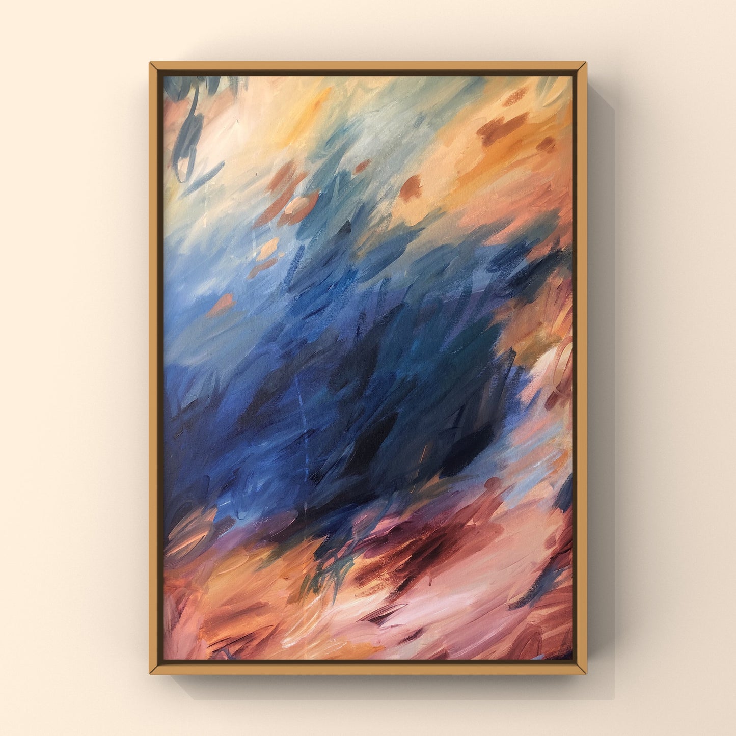 Leaves on the lake - acrylic artwork on canvas, 61x91cm