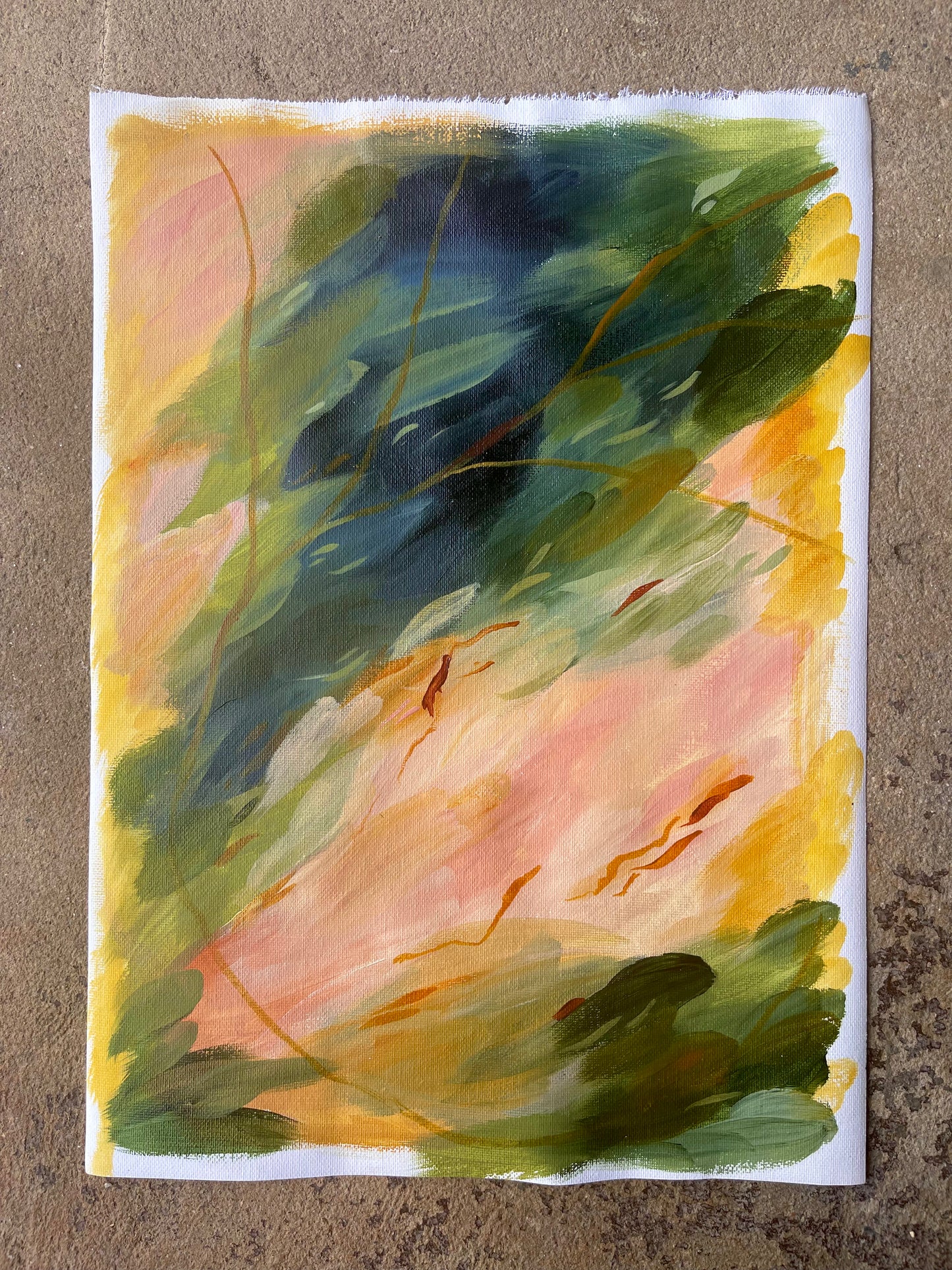 Smoke on the hill - acrylic artwork on canvas, 60x50cm