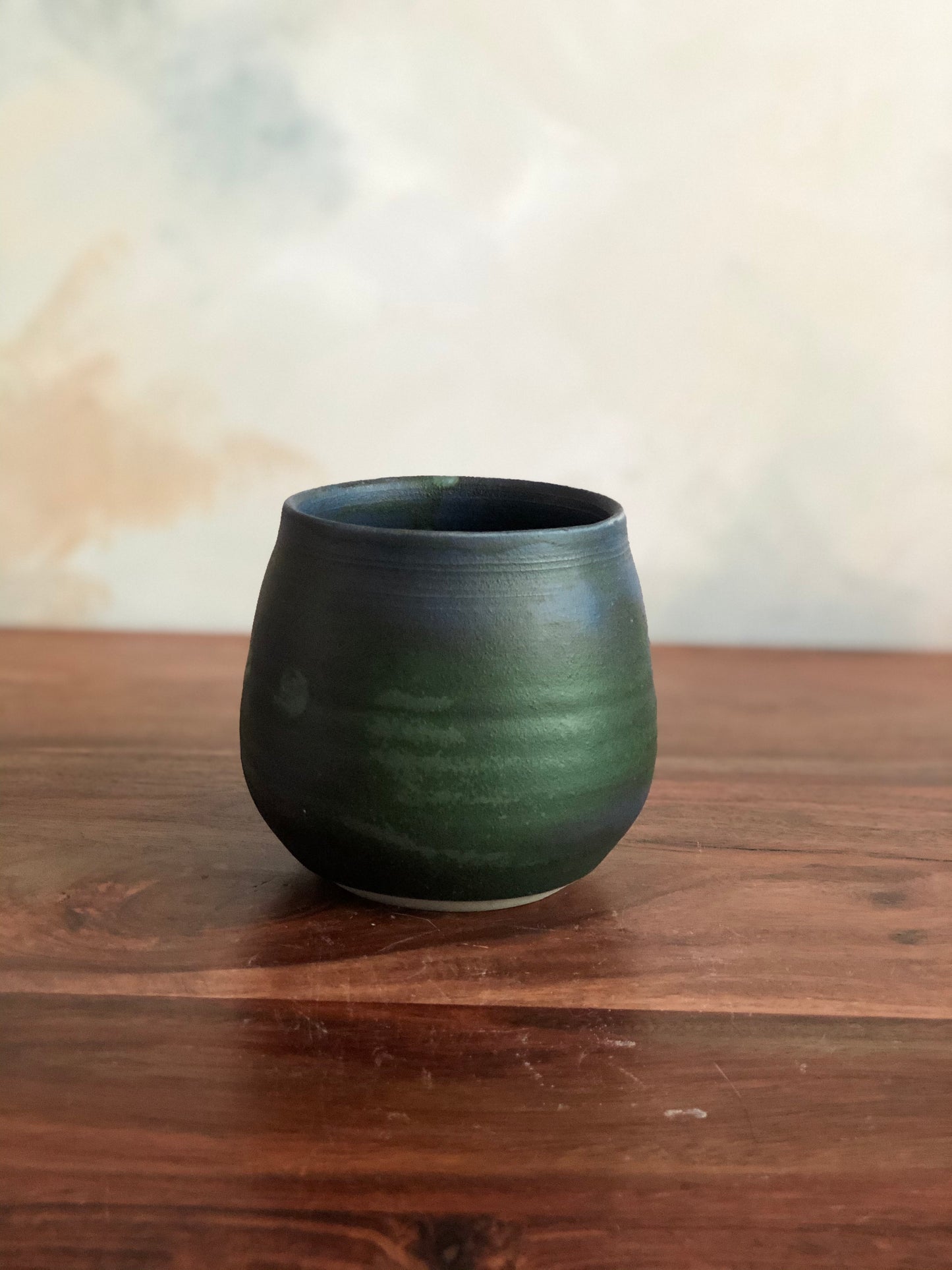 Matte green and blue acorn cup