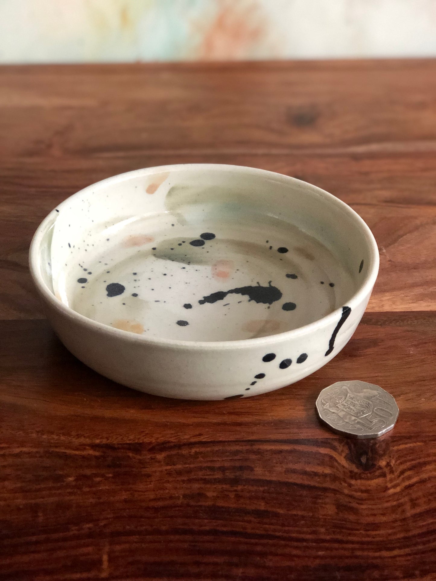 Green painted shallow bowl