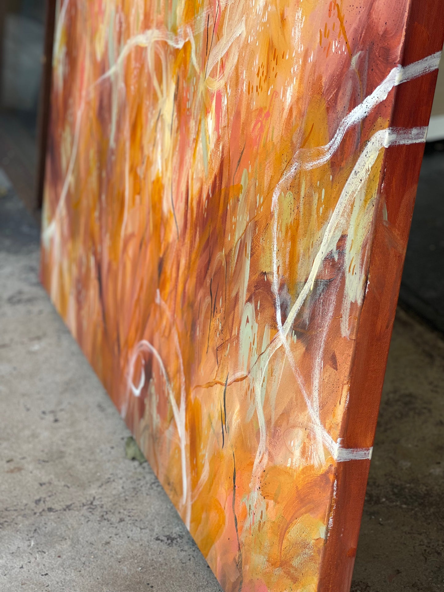 Each year with the silvereyes - acrylic artwork on canvas, 122x92cm