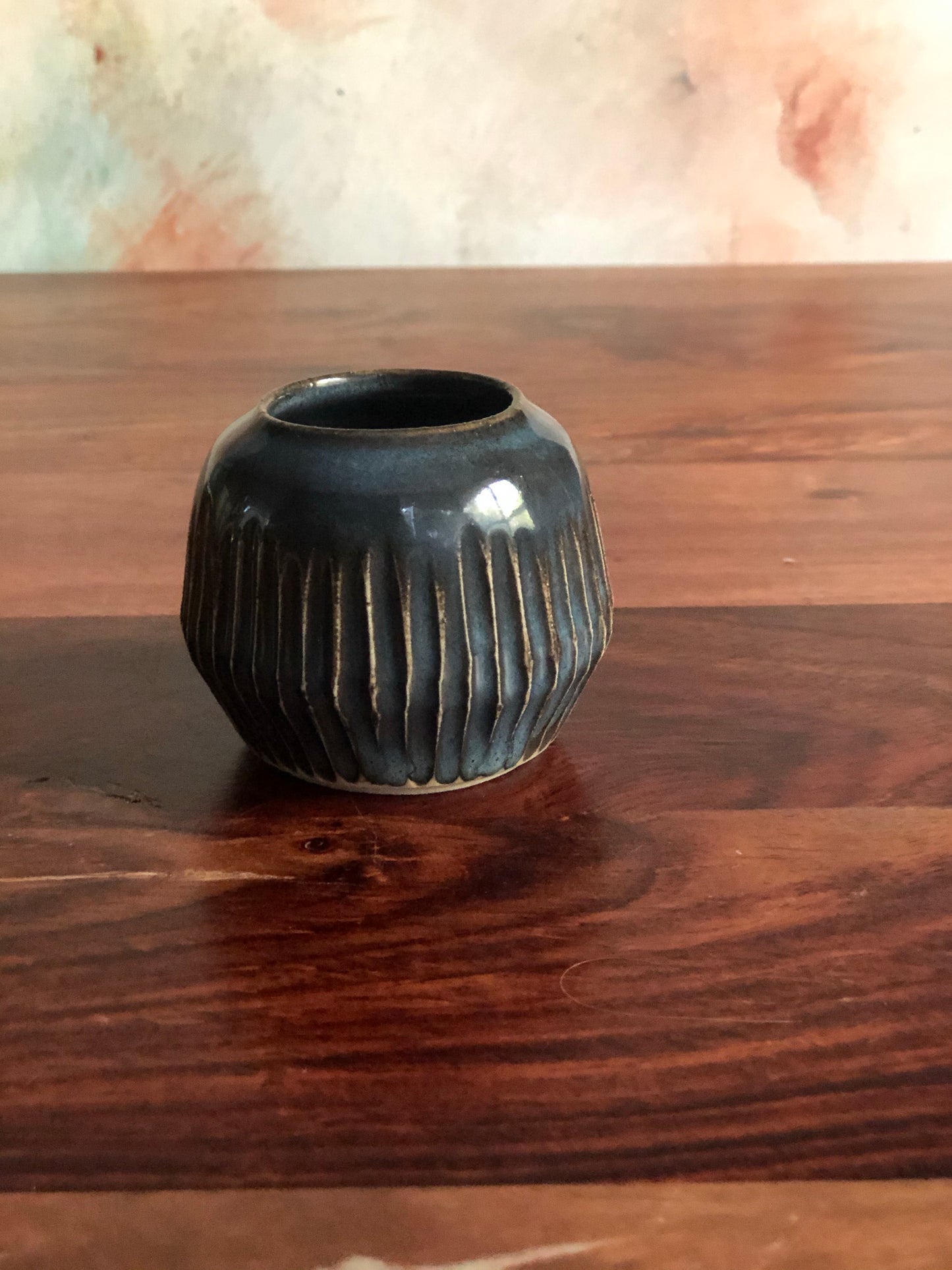 Carved navy bud-vase