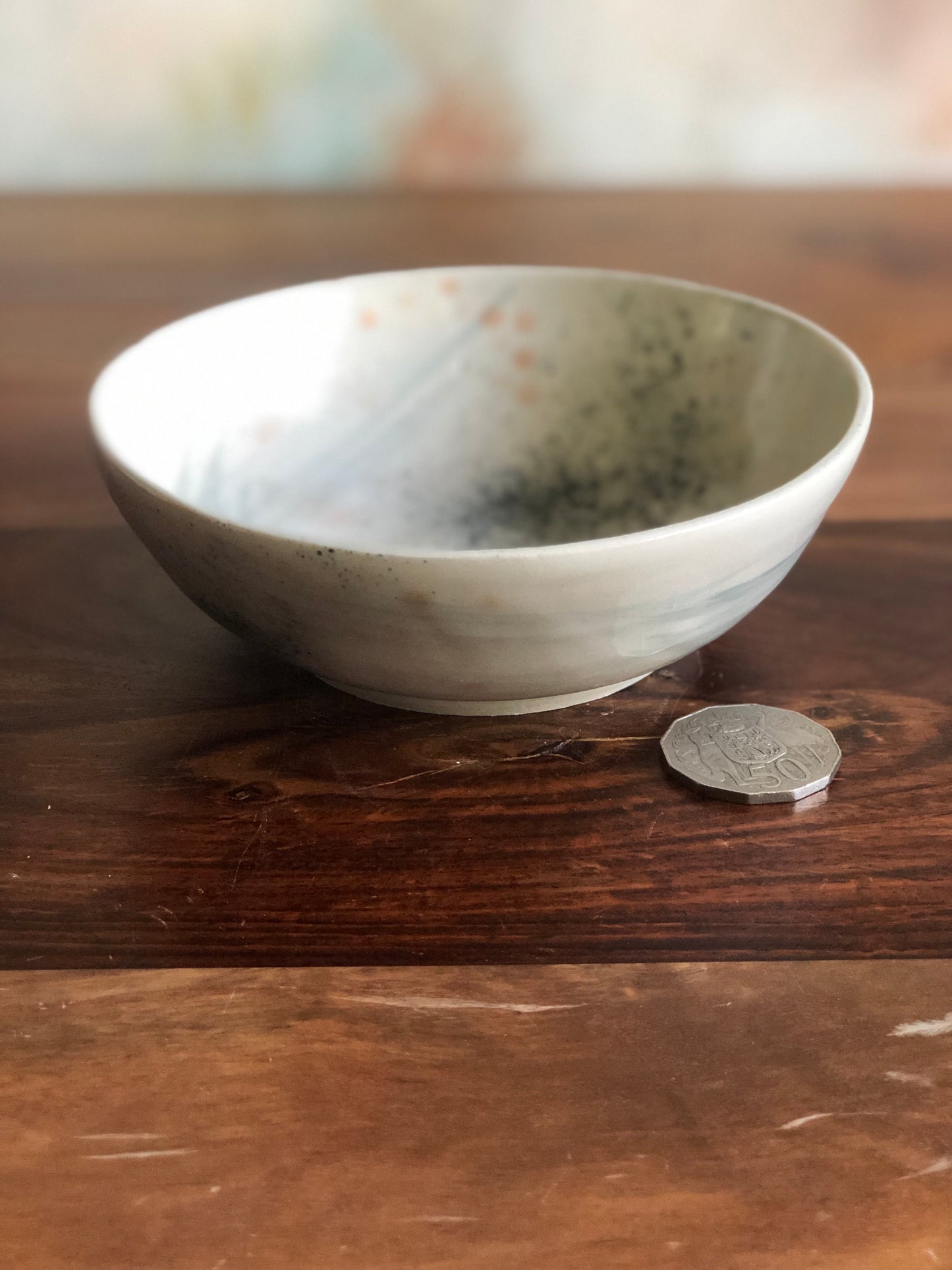 Green brushstroke shallow bowl