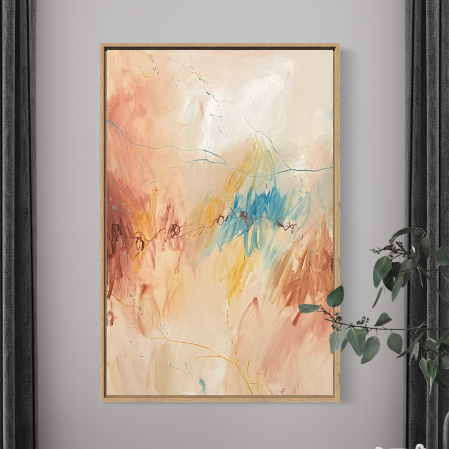 Many tracks around the water - acrylic artwork on canvas, 60x90cm