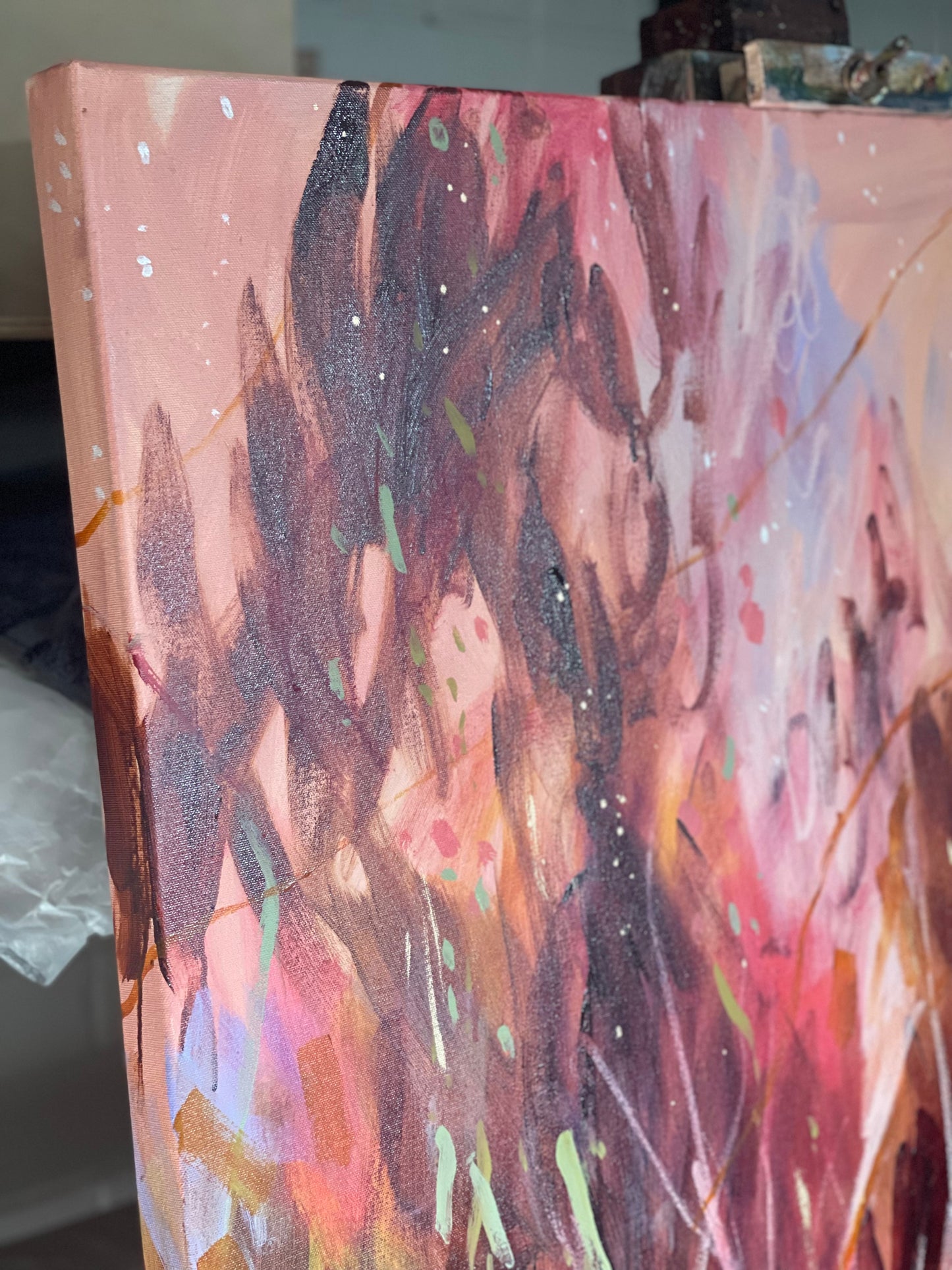 Dusk on black mountain - acrylic artwork on canvas, 90x121cm