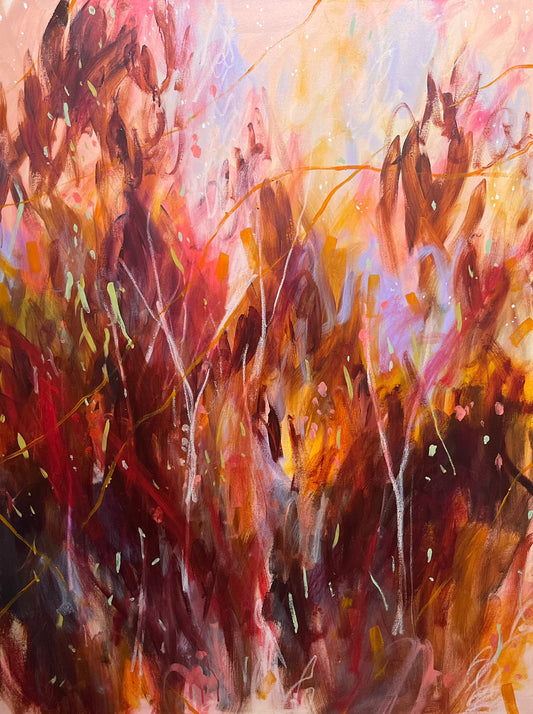 Dusk on black mountain - acrylic artwork on canvas, 90x121cm