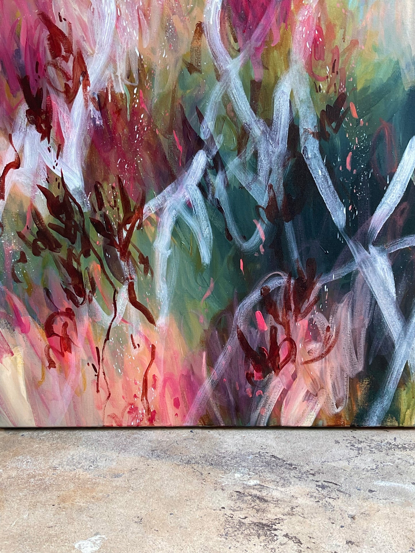 Winter washed bark- acrylic artwork on canvas, 76x76cm