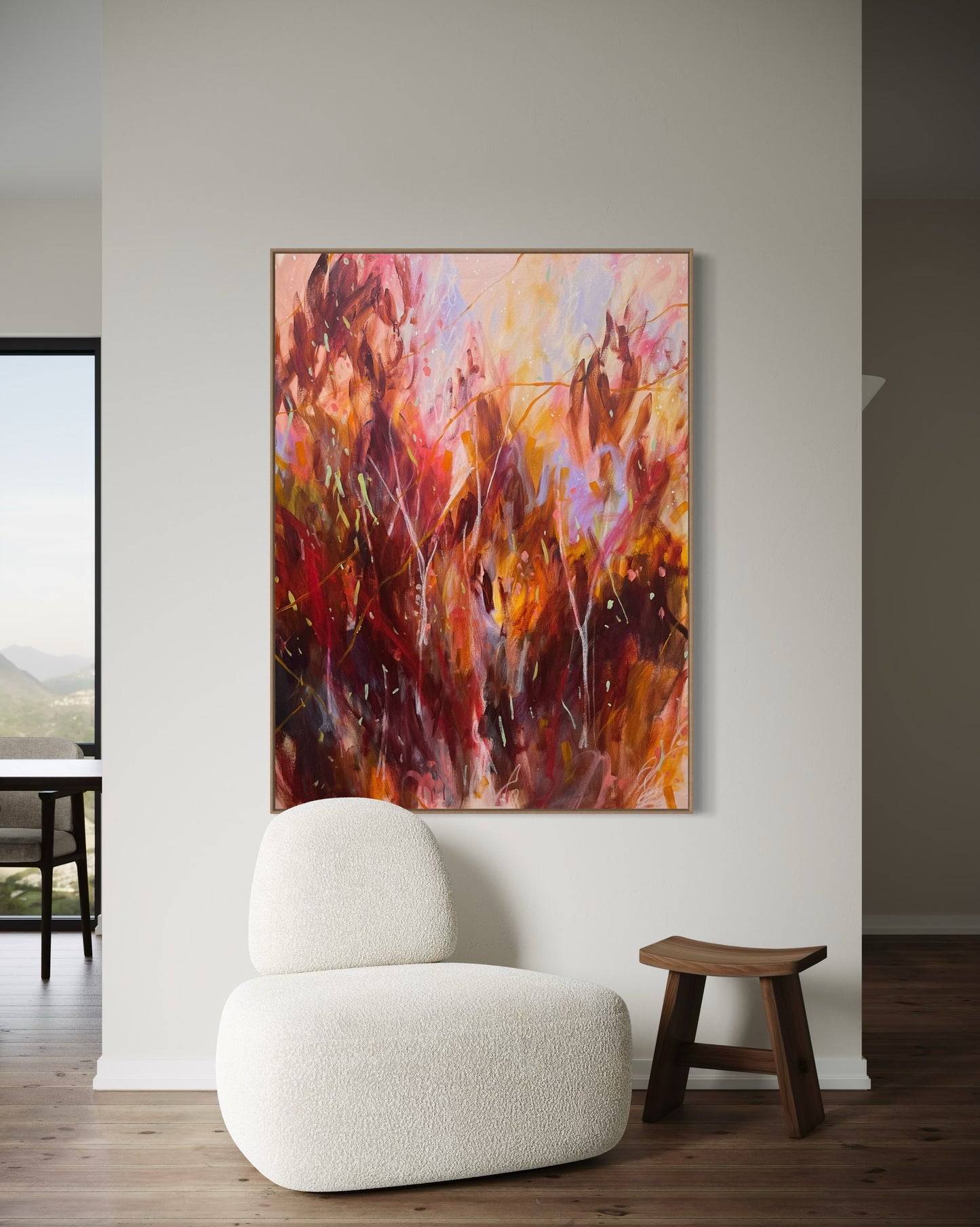 Dusk on black mountain - acrylic artwork on canvas, 90x121cm