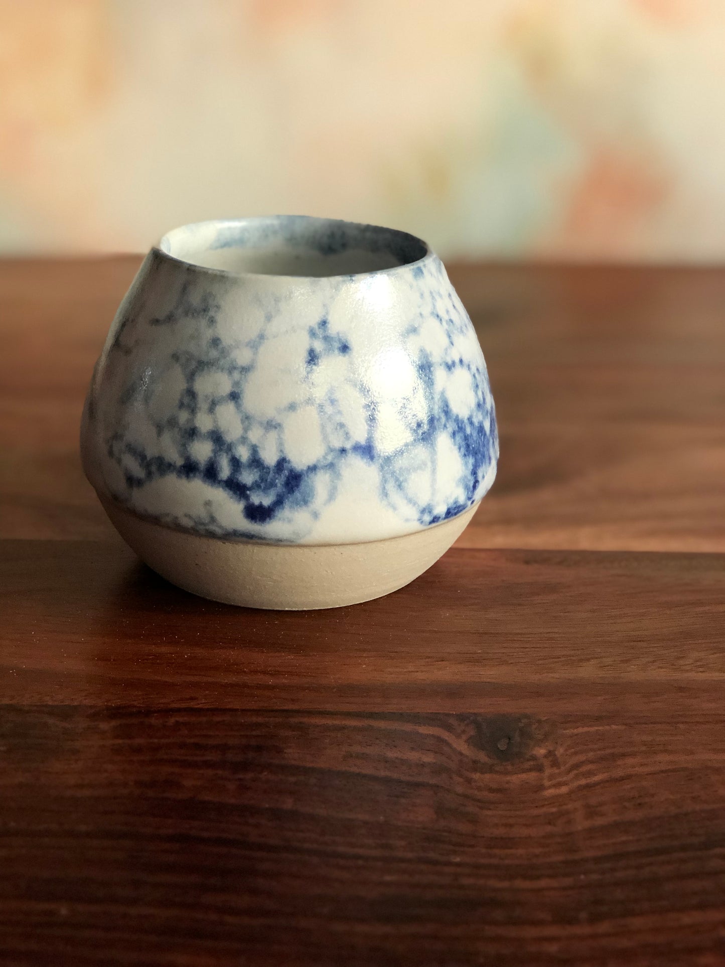 Blue bubble-glazed gumnut vase