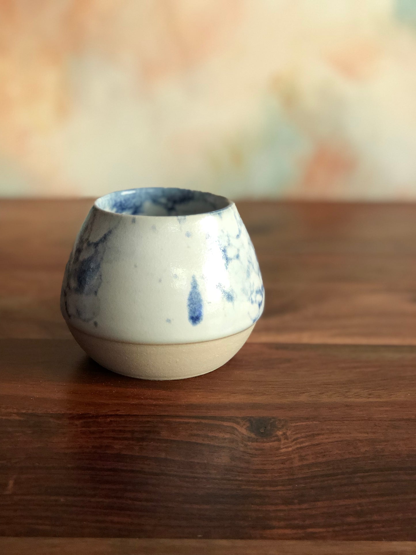 Blue bubble-glazed gumnut vase