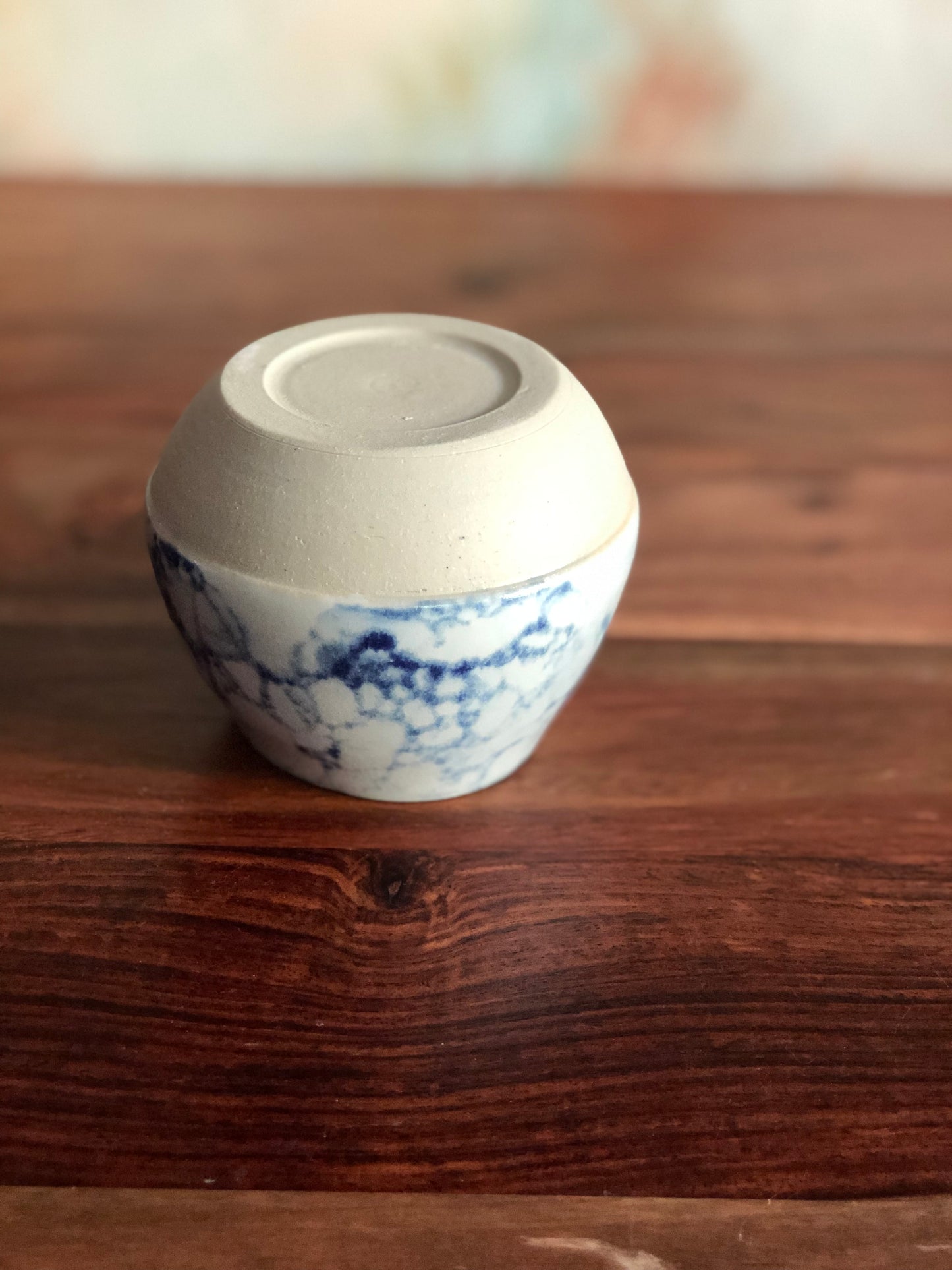 Blue bubble-glazed gumnut vase