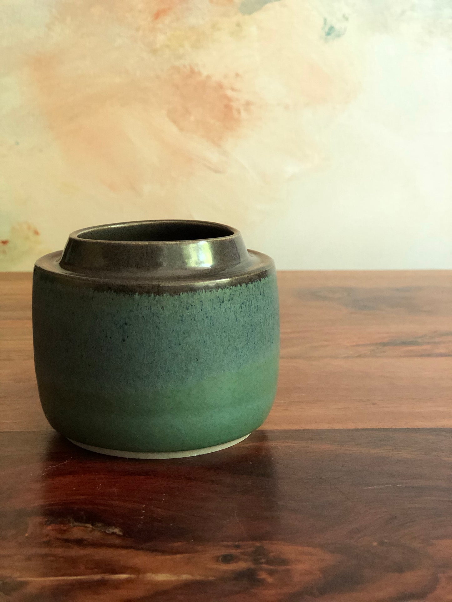 Green and slate inkwell vase