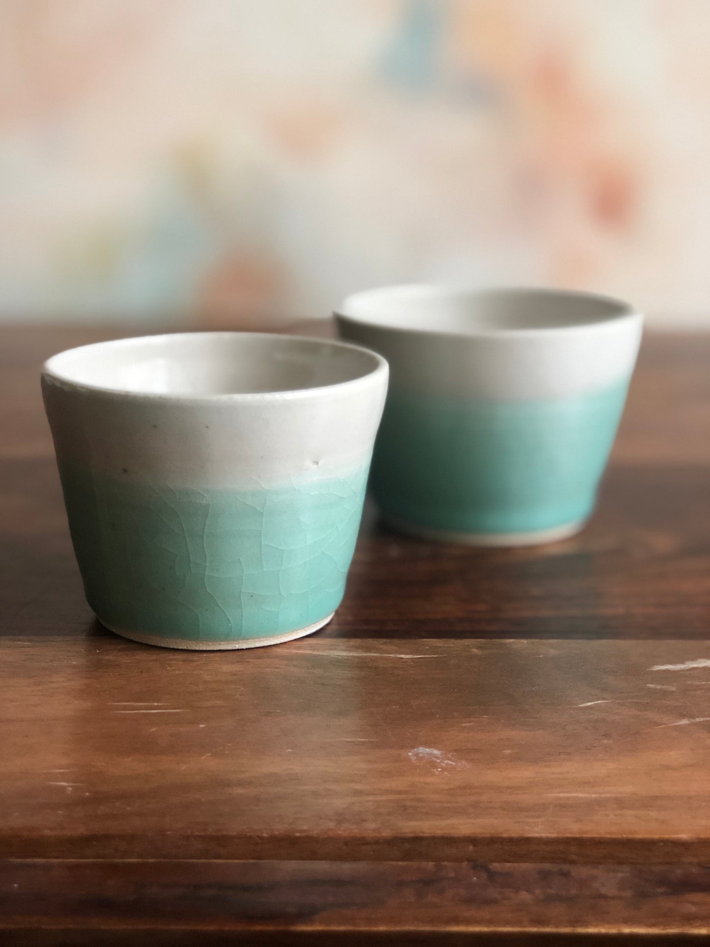 Teal-dip white horizon cups