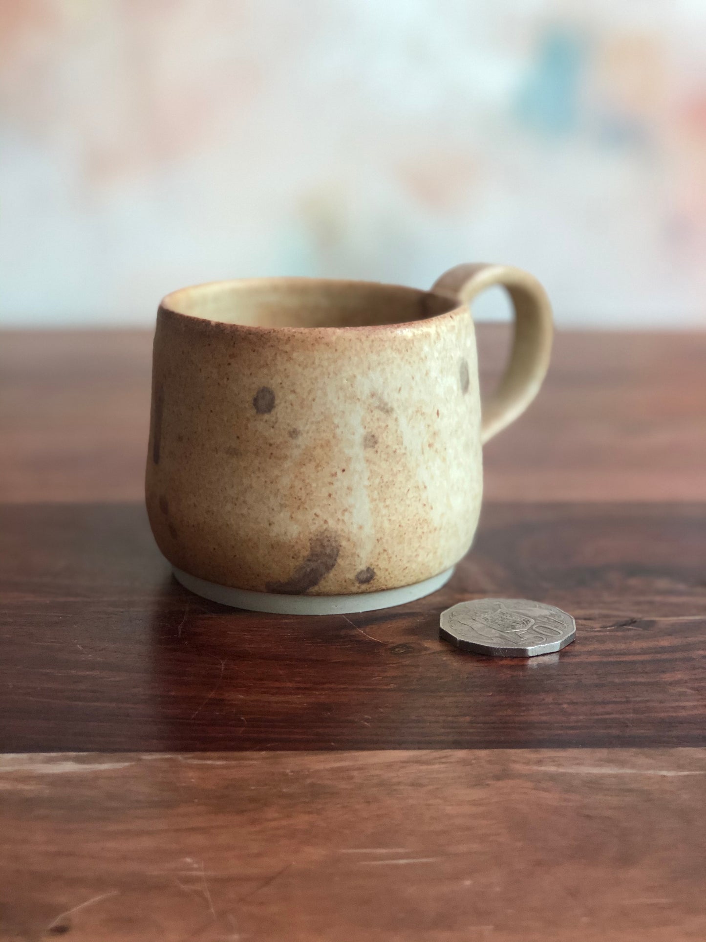 Speckled oatmeal gumnut mugs