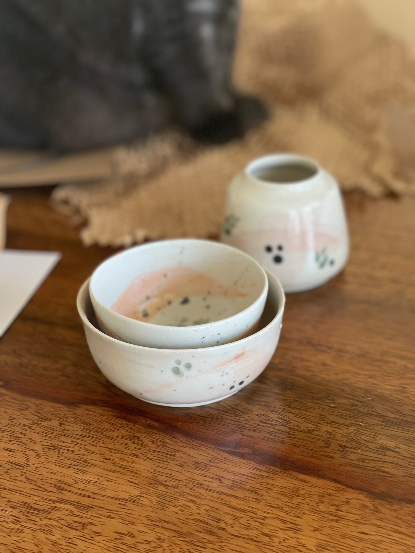 Tiny painted leaf pattern bowl