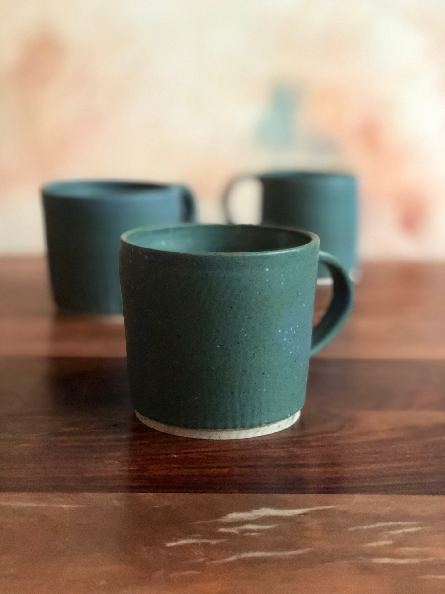 Speckled teal ripple mugs