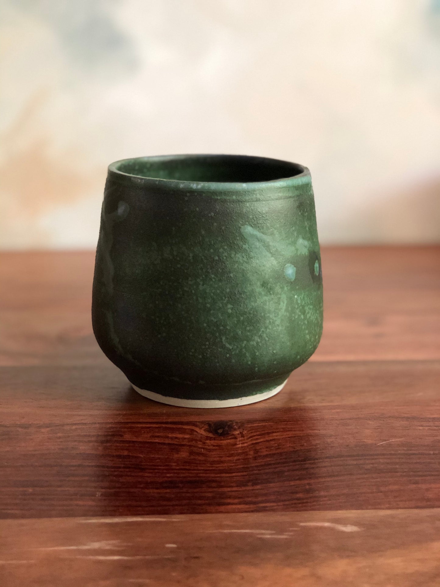 Matte green and blue acorn vase