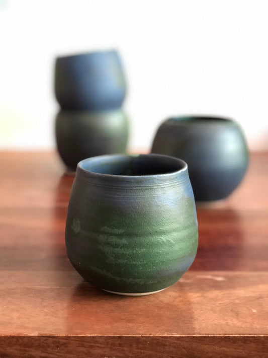 Matte green and blue acorn cup