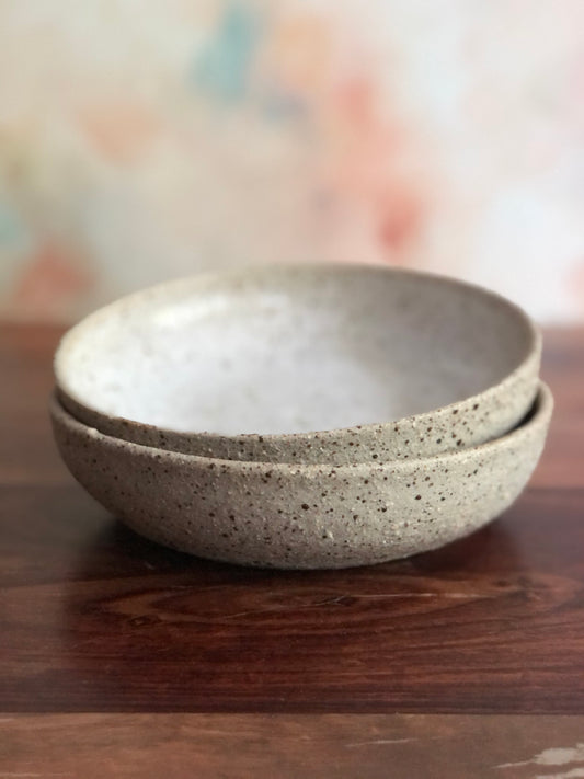 Raw iron-speckle small pasta bowl