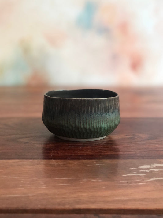 Carved green tea bowl