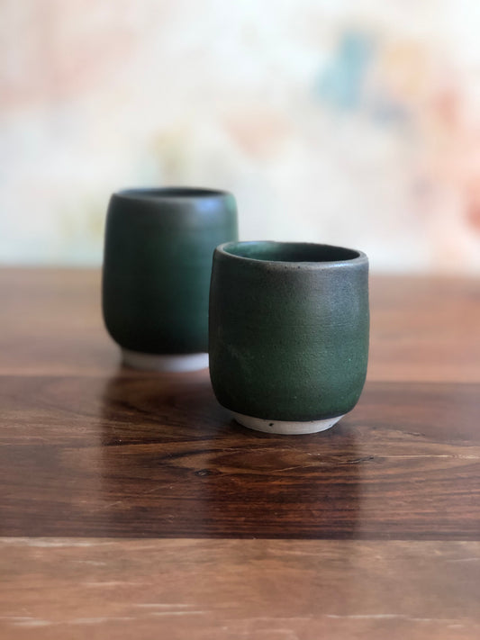 Mismatch green sake cups (set of 2)
