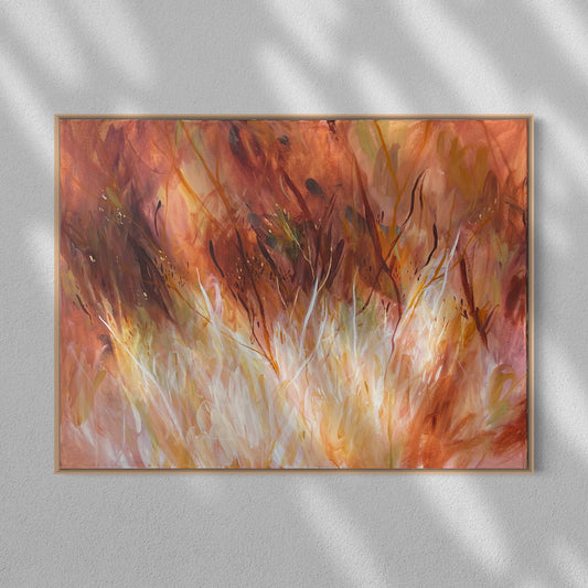 Red grass - acrylic artwork on canvas, 76x102cm