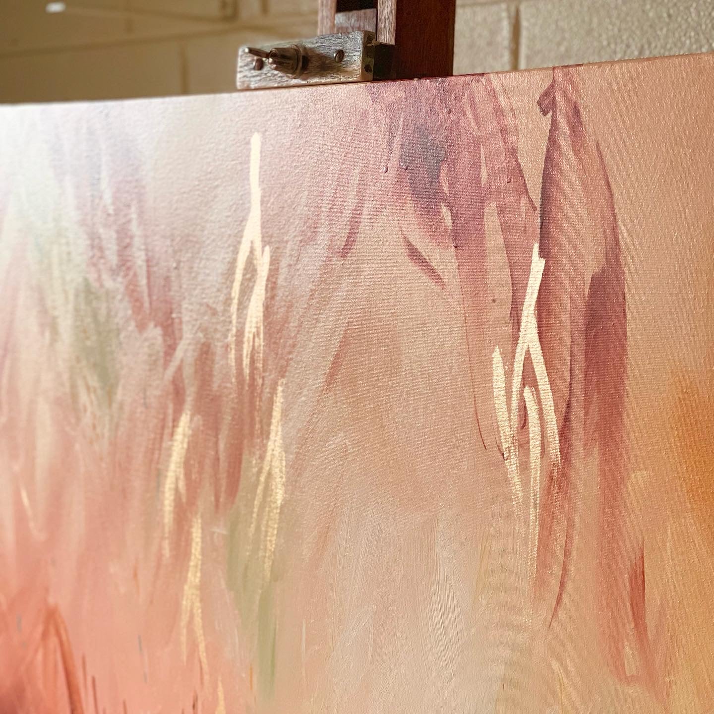 Cicada days and slippery leaves - acrylic artwork on canvas, 76x102cm