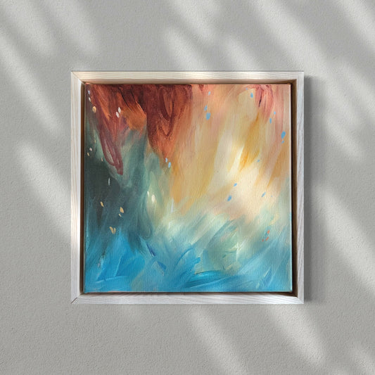 The little things no.02 - acrylic artwork on canvas in American Ash float frame, 25x25cm