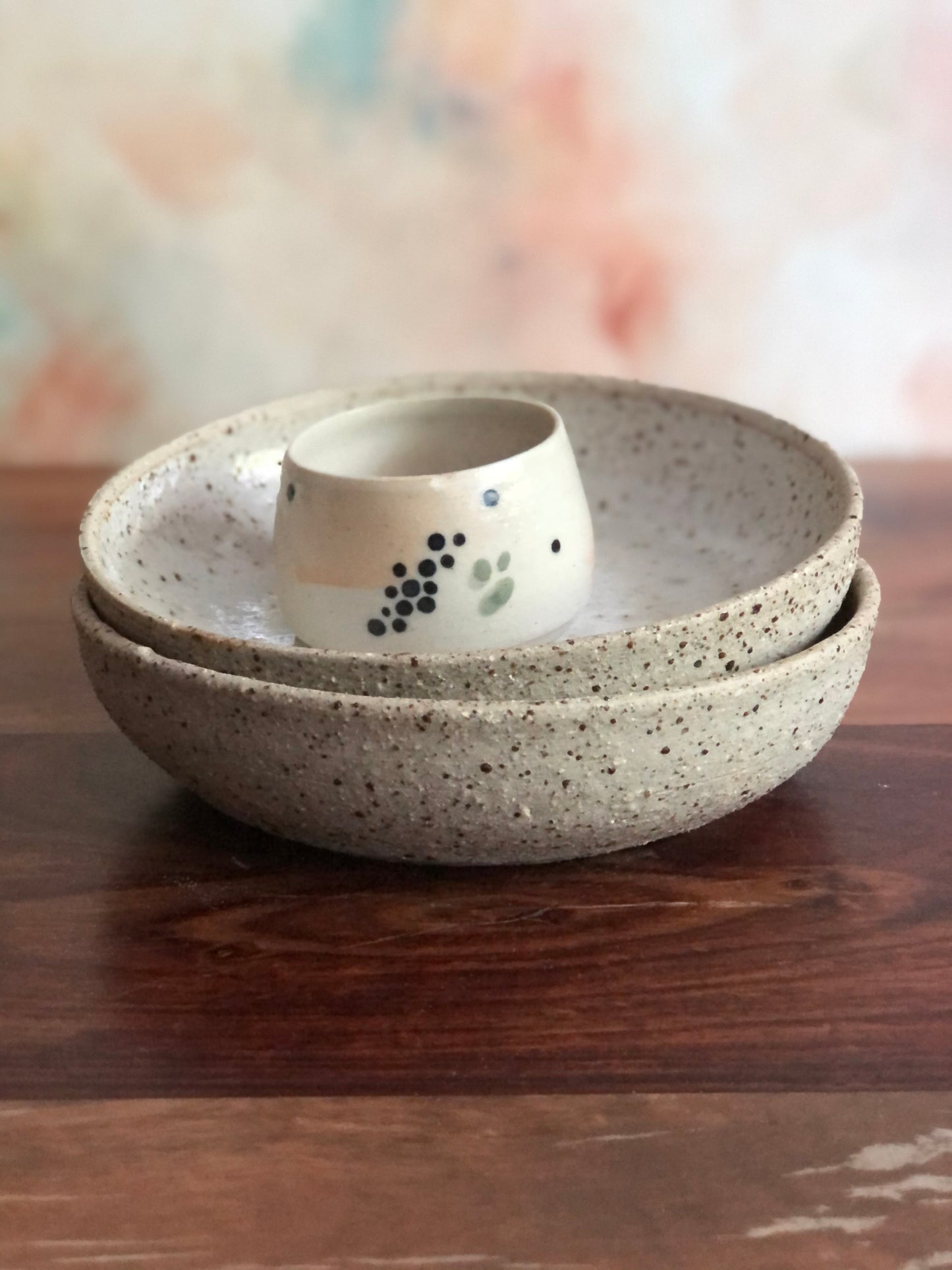 Raw iron-speckle small pasta bowl