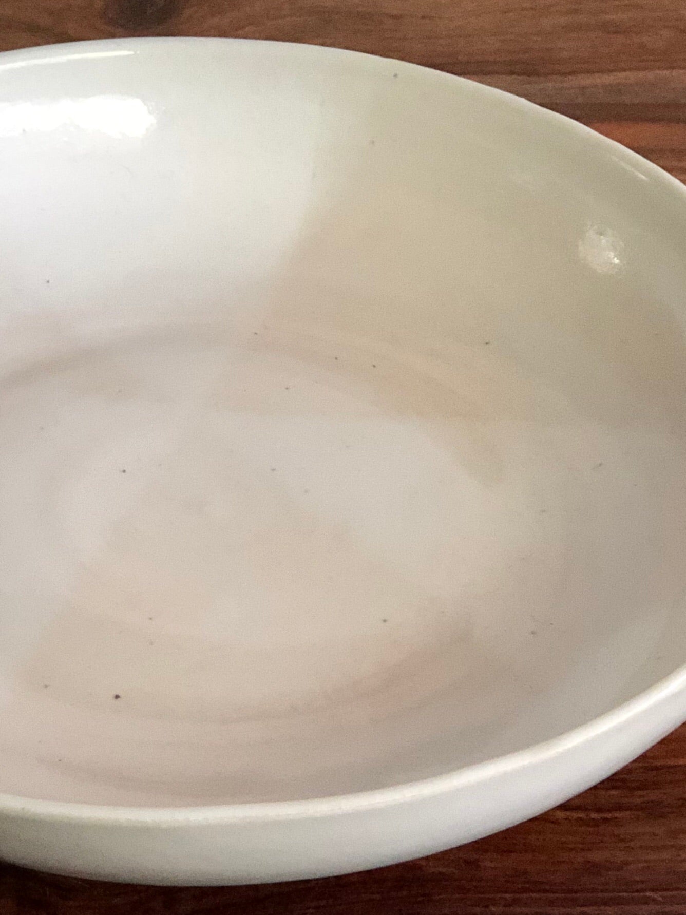 White dipped large shallow fruit bowl