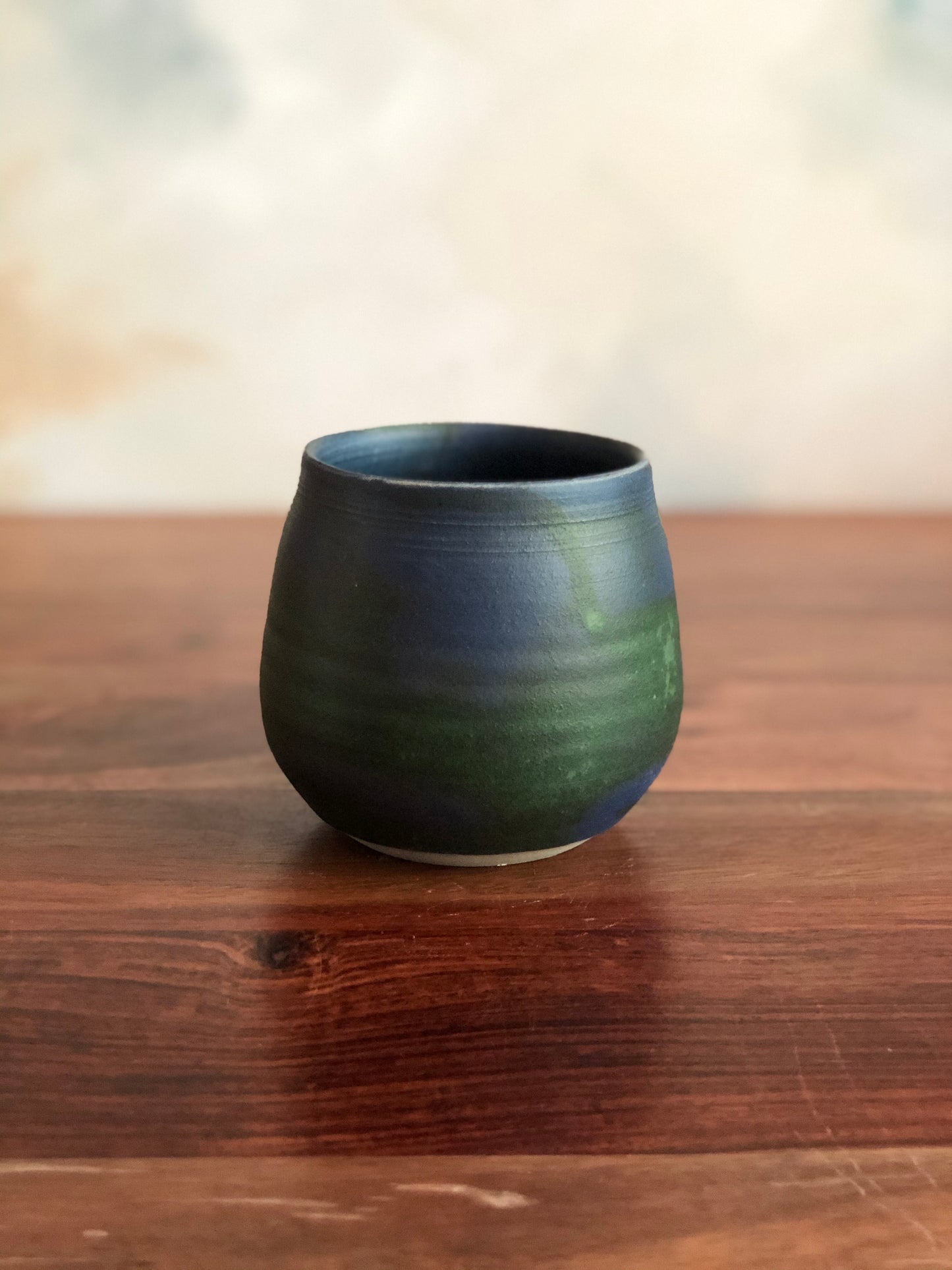 Matte green and blue acorn cup