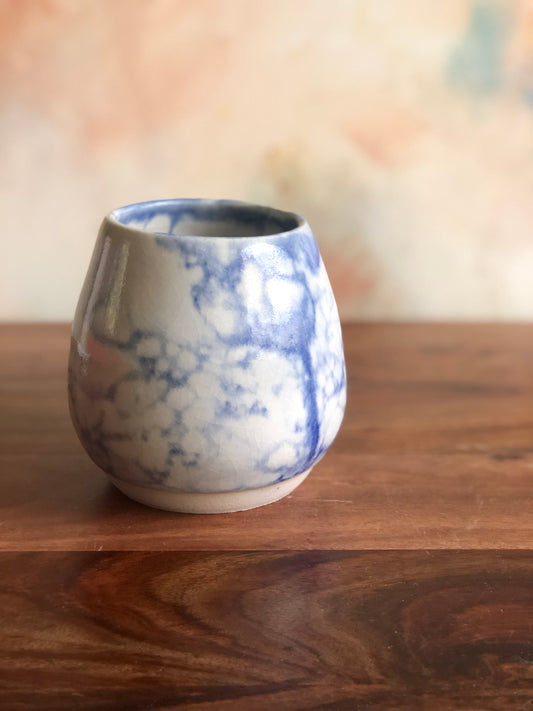 Medium blue bubble-glazed gumnut vase